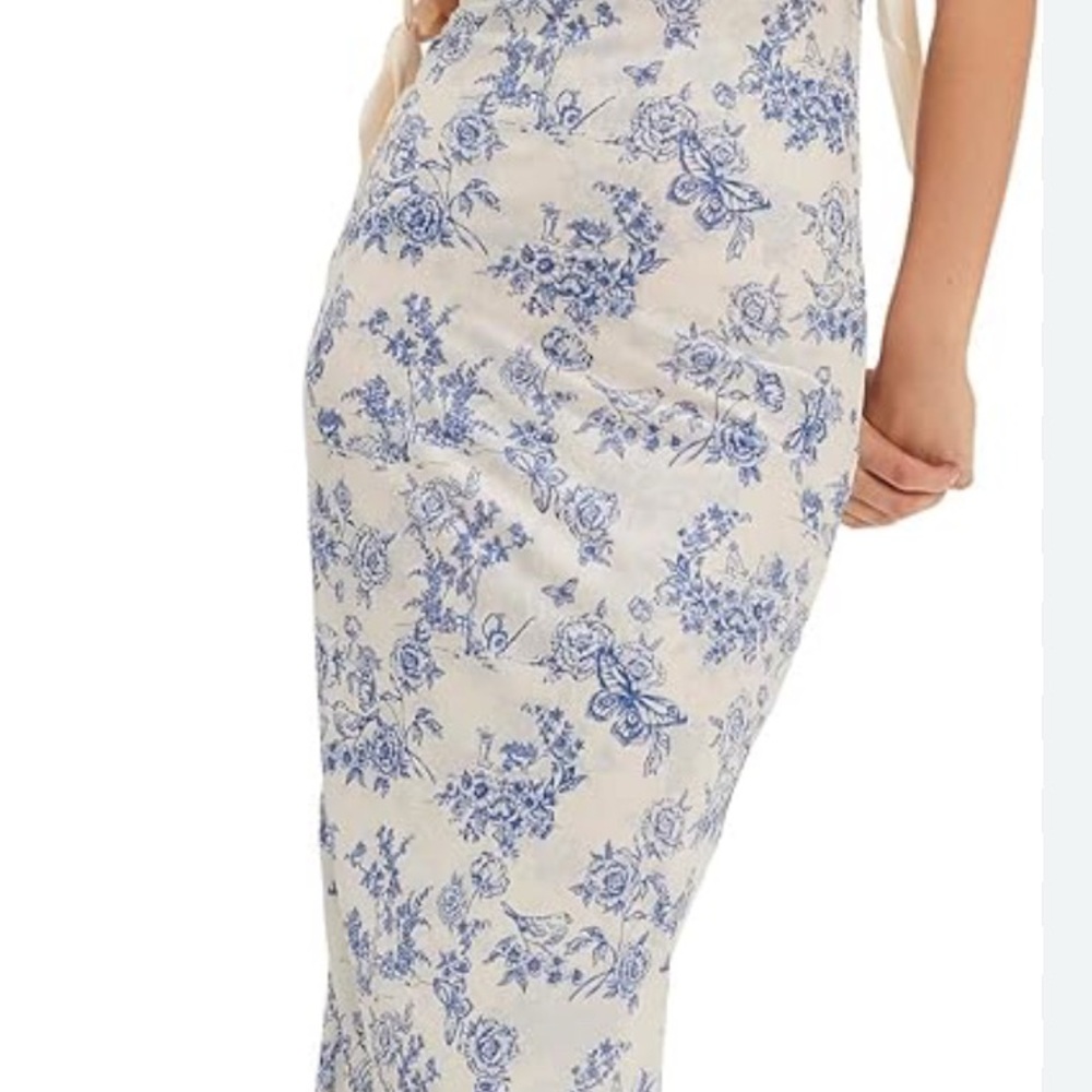Floral Blue and White Women's Skirt
